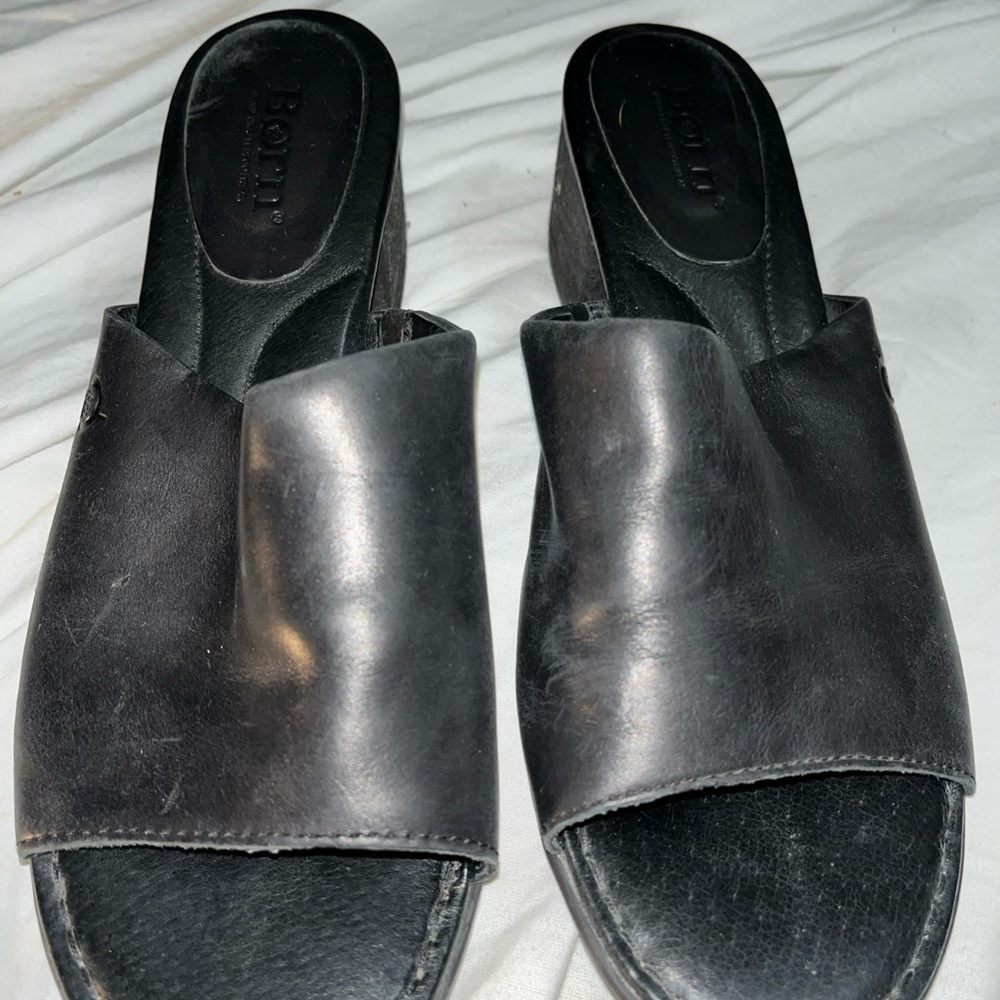 Born Black Leather Mules
